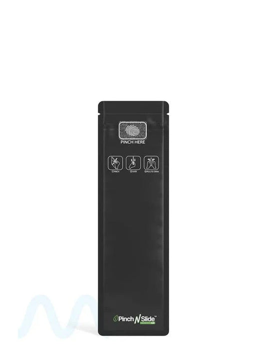 Child Resistant & Tamper Evident | Pinch N Slide 3.0 Matte Black PCR Mylar Bags | 2.4in x 7.8in - 2.5g - 250 Count