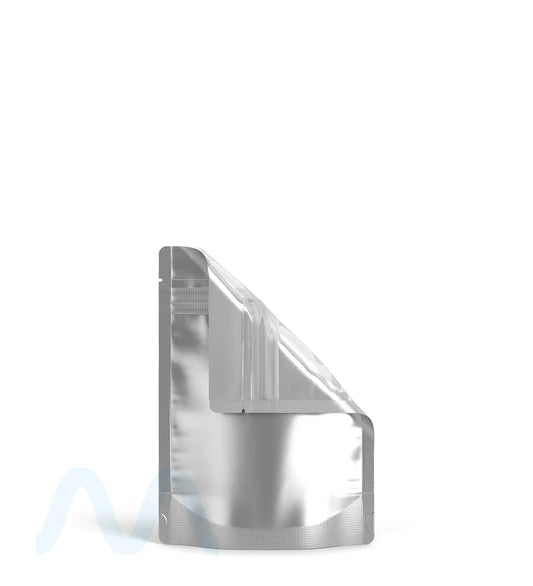 Tamper Evident | Matte Silver Vista Mylar PCR Bags (Tear Notch) | 3.6in x 5in - 3.5g - 1000 Count