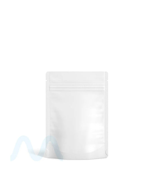 Tamper Evident | Matte White PCR Mylar Bag (Tear Notch) | 3.6in x 5in - 3.5g - 1000 Count