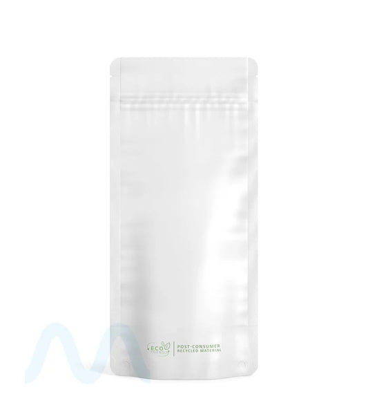 Tamper Evident | Matte White PCR Mylar Bag (Tear Notch) | 8.5in x 4in - 7g - 1000 Count